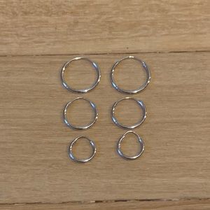 925 Sterling Silver Endless Hoop Earring Set